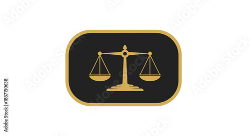Elegant Black And Gold Law Scales Icon Depicting Justice And Balance Concepts