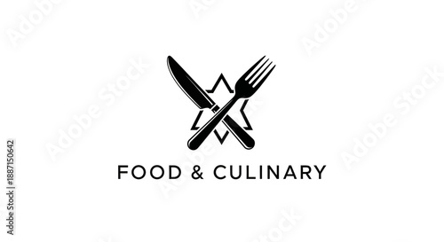 Elegant Black and White Culinary Symbol for Restaurants and Fine Dining Establishments