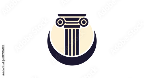 Elegant Column Design Illustration: A Minimalist Emblem for Building and Artistic Concepts