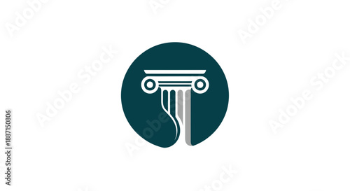 Elegant Column Emblem: A Symbol of Justice and Architectural Mastery in a Circle