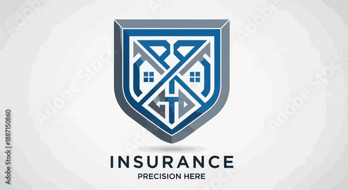 Elegant Insurance Logo With Geometric House Illustration for Property Protection Solutions