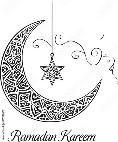 Crescent moon icon collection features varied crescent designs with stars, decorative patterns in black. Perfect moon vector set for celestial themes, spiritual designs, or astronomical projects 
