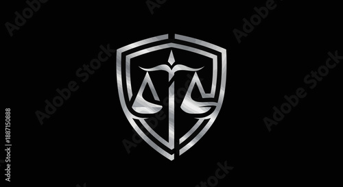 Elegant Justice Symbol Embossed On Black Background For Legal Or Business Branding