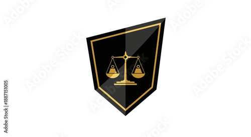 Elegant Emblem Depicting Balance Scales Symbolizing Law and Justice Isolated