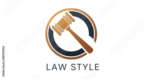 Elegant Legal Emblem Featuring a Gavel Set Within a Circular Sophisticated Design