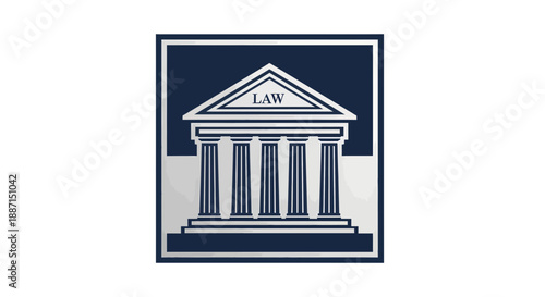 Elegant Legal Emblem Featuring Architecture and Principles Depicting Justice and Governance