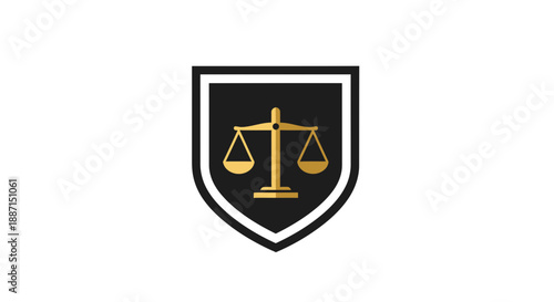 Elegant Emblem Depicting Justice Scales In A Sophisticated Shield Design