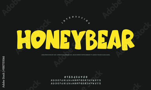 Adorable Honey Bear cartoon character illustration with a friendly smile, perfect for children's books, nursery decor, and playful branding.