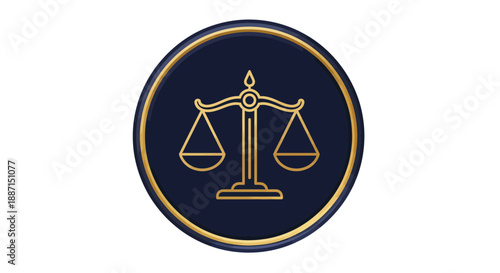 Elegant Emblem Depicting Justice Scales Symbolizing Fairness and Legal Proceedings