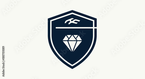 Elegant Emblem Illustrating Diamond, Badge, and Protective Symbol on Bright Background