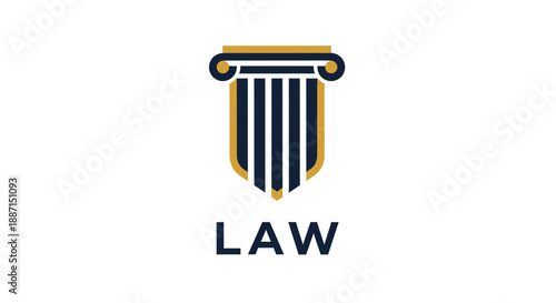 Elegant Legal Emblem With Column Symbolizing Justice On A Clean White Background