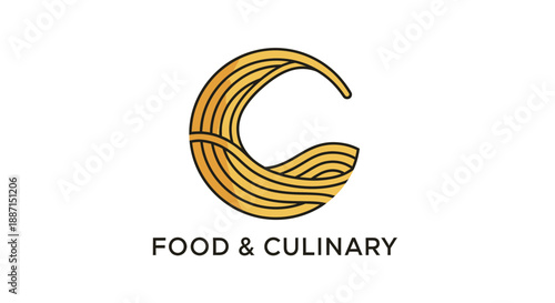 Elegant Food and Culinary Logo Featuring Appetizing Spaghetti Illustration Design