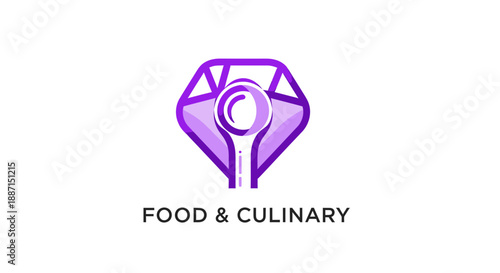 Elegant Food and Culinary Logo Featuring Diamond Shape and Spoon Graphic Design