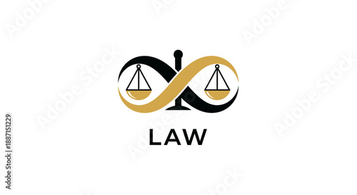 Elegant Legal Logo Featuring Scales in an Infinity Loop Symbol Represents Justice and the Law