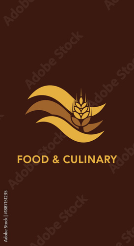Elegant Food and Culinary Logo Featuring Wheat Symbol, Perfect For Modern Gastronomy Startups and