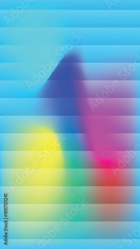 Abstract colorful shapes blending together in a vibrant digital artwork from a close-up viewpoint
