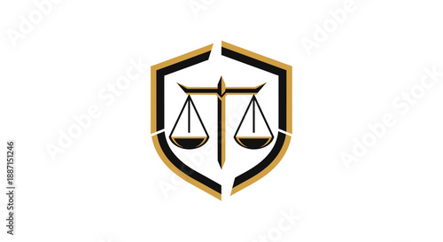 Elegant Legal Logo Featuring Scales Of Justice Shielded With a Modern, Premium Aura