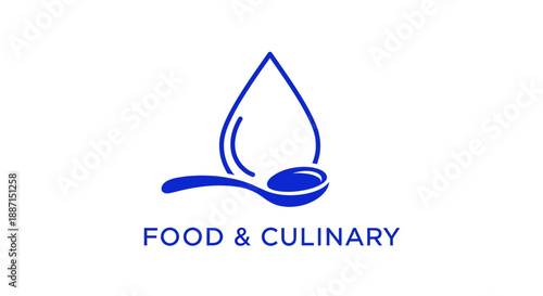 Elegant Food And Culinary Logo With Water Drop Symbol And Spoon Design
