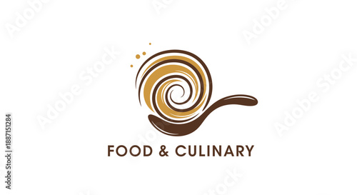 Elegant Food Logo Design Featuring A Spoon And Abstract Elements For Culinary Excellence