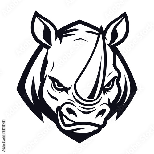 rhino head mascot logo design vector template