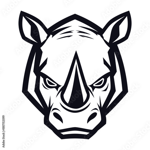 rhino head mascot logo design vector template