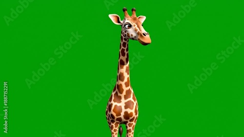 Animating a friendly giraffe character on green screen for easy background replacement