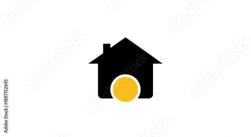 House with Coin Symbolizing Home Investment and Property Value on Isolated White Background