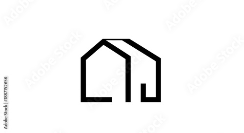 Modern Abstract House Outline Icon Representing Contemporary Home and Property on Isolated White Background