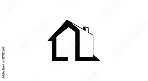 Simple House Outline Icon Representing Home and Real Estate on Isolated White Background