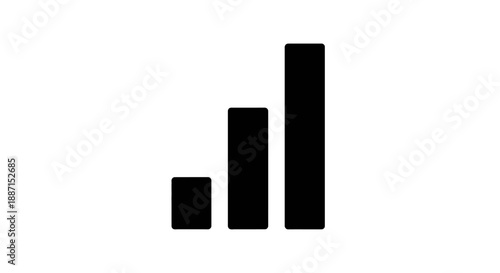 Increasing Bar Chart Showing Business Growth on Isolated White Background