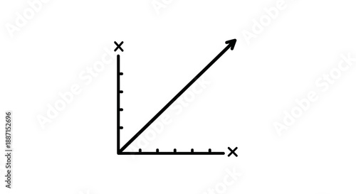 Upward Trending Line Graph with X and Y Axis on Isolated White Background
