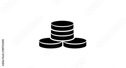 Stack of Coins Icon, Symbol of Money, Savings, and Financial Wealth on Isolated White Background
