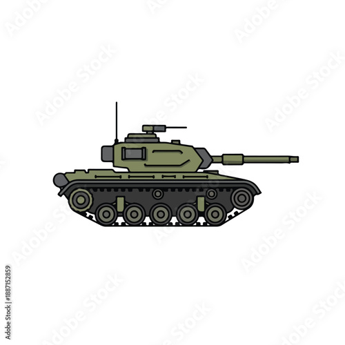 Military Tank Vehicle Armored Combat Green Color