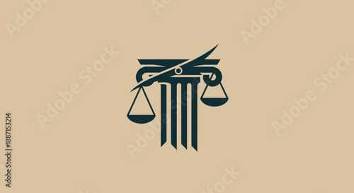 Elegant Legal Symbol Integrating Scales and Architecture Elements for Sophisticated Branding