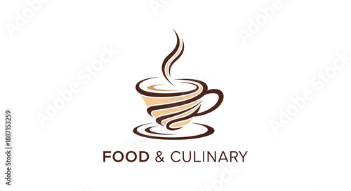 Elegant Logo Design Showcasing A Cup Of Coffee And Culinary Elements For Branding