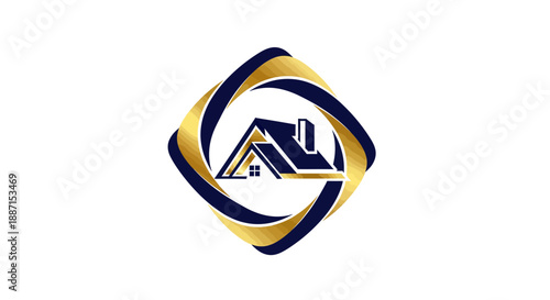 Elegant Real Estate Logo: Modern Design Showcasing A Luxurious Home Icon