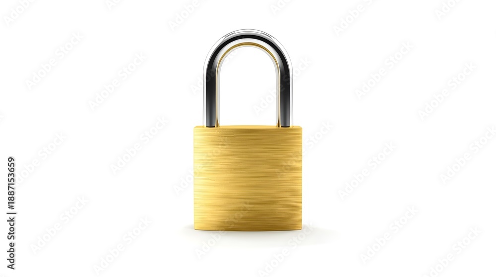 Fototapeta premium Closed padlock representing data security, privacy protection and secure digital access, illustration isolated on white