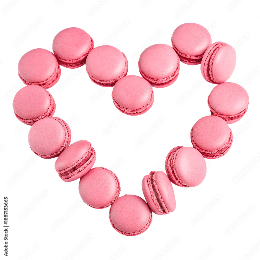 Fototapeta premium Romantic Pink Macarons for Valentine’s Day Isolated on Transparent Background