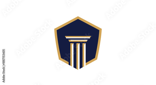 Elegant Shield Emblem Depicting Classic Architecture And Design Elements For Branding Purposes