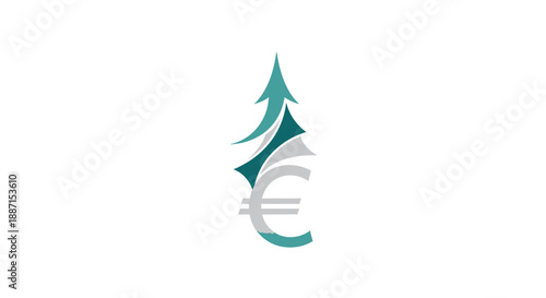 Euro Currency Symbol Incorporated With Tree Shape Representing Financial Growth in Europe