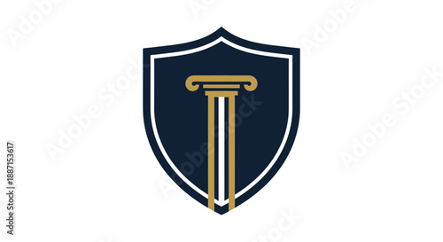 Elegant Shield Emblem Displaying a Classical Column, Great for Legal Firms and Professional Services