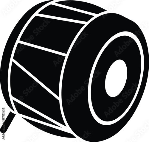 Dhol silhouette vector art illustration and minimal black and white design