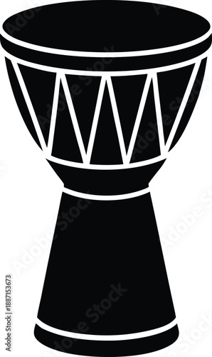 Djembe silhouette vector art illustration and minimal black and white design