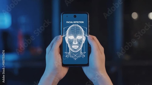 Mobile phone with facial recognition.