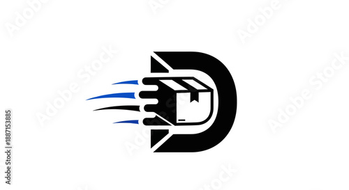 Express Delivery Service Logo Featuring a Fast Package and Initial With Velocity