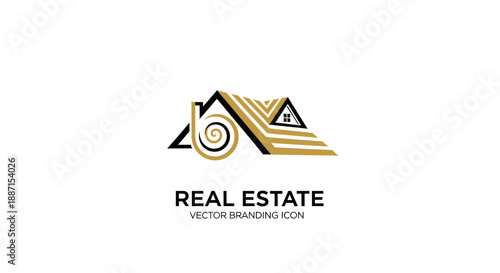 Elegant Vector Illustration of a Modern Real Estate Agency House Emblem Design