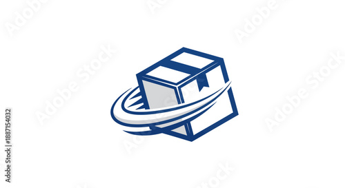 Express Shipping Box Logo Design Showing Fast And Efficient Worldwide Delivery Service