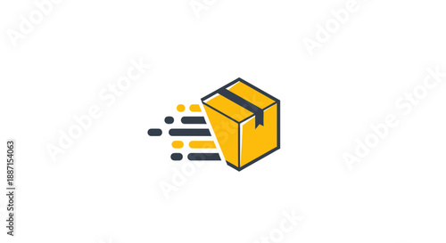Express Shipping Delivery Concept Featuring a Box with Speed Trails Abstract Design