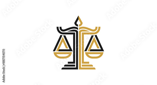 Elegant Vector Illustration of Justice Balance Symbol in Gold and Black Style