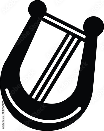 Jaw harp silhouette vector art illustration and minimal black and white design